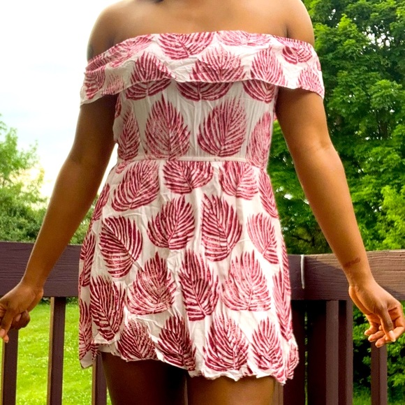 🦋 Katie Red and White Tropical Dress - Picture 3 of 4